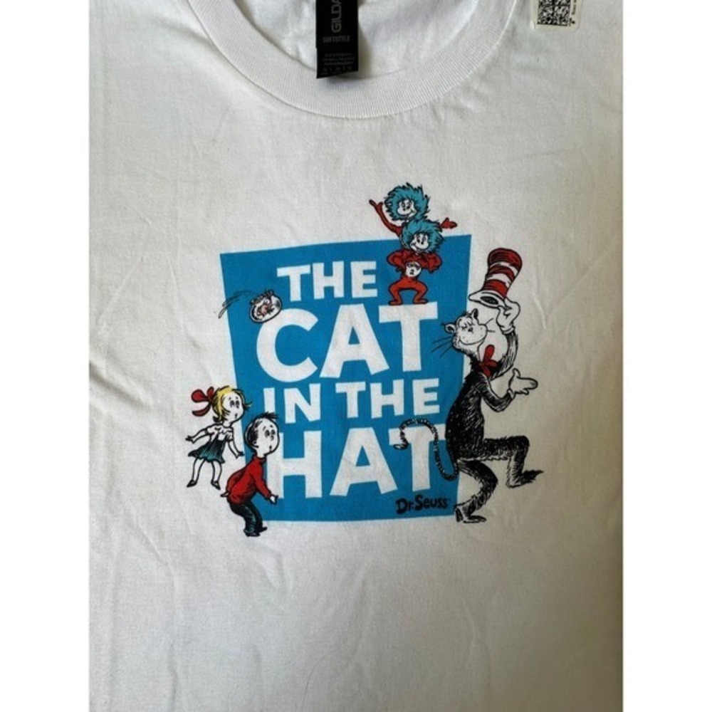 Dr. Seuss T-Shirt Kids 10 White The Cat in the Hat Graphic Soft Cotton Blend